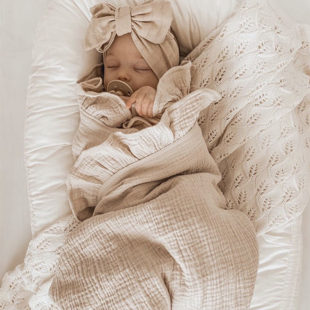 Baby Clothing Organic Cotton - INS муслиновые пеленальные одеяла с рюшами