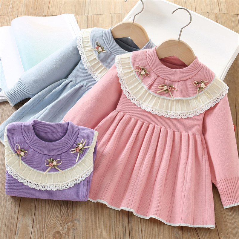 Baby Clothing Jumpers - Вязаное платье для маленьких девочек, детский