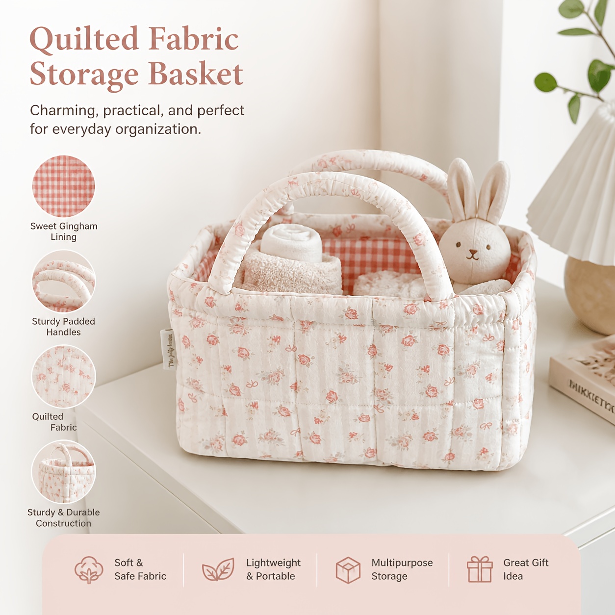 Baby Clothing Basket - Портативная стеганая корзина для хранения с